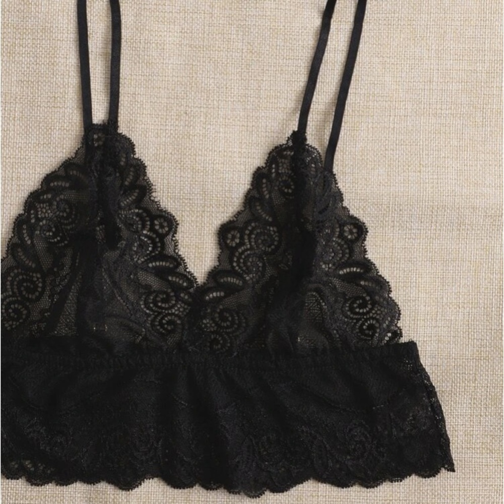 Floral Print Contrast Lace Lingerie Set - Picture 3 of 5